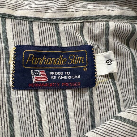 Panhandle Slim 19 Pearl Snap Western Shirt Men Gray Stripe Cowboy Rodeo - Picture 3 of 6